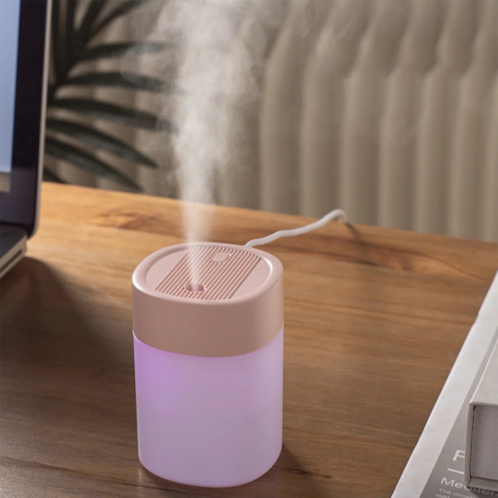 Portable Mini USB Humidifier with LED Light, 200 ML Ultra-Quiet Cool Mist Humidifier for Home and Office Use, Ideal for Plants, Easy to Clean