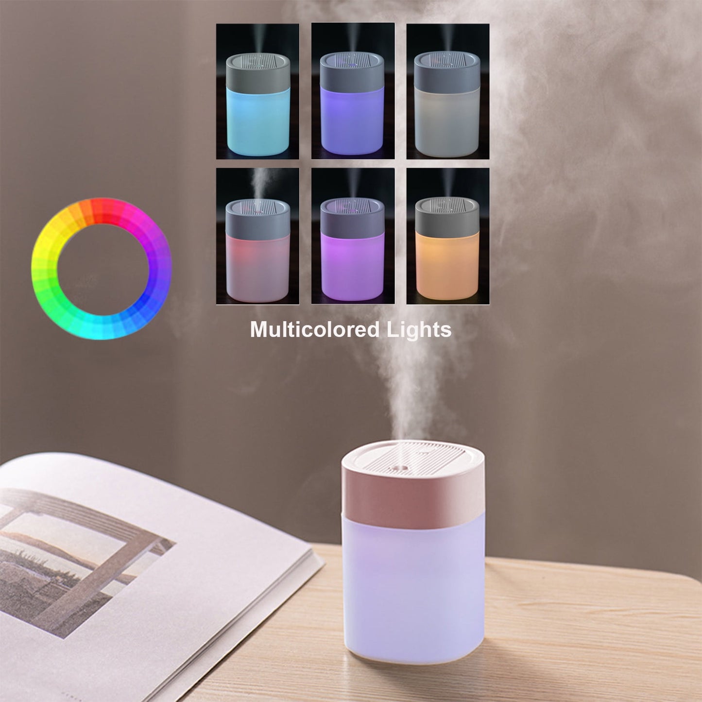 Portable Mini USB Humidifier with LED Light, 200 ML Ultra-Quiet Cool Mist Humidifier for Home and Office Use, Ideal for Plants, Easy to Clean